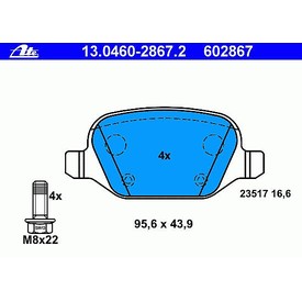 Set placute frana spate ATE 13.0460-2867.2