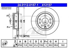 Set 2 discuri frana spate ATE 24.0112-0157.1