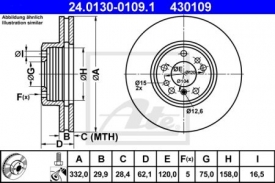 Set 2 discuri frana fata ATE 24.0130-0109.1