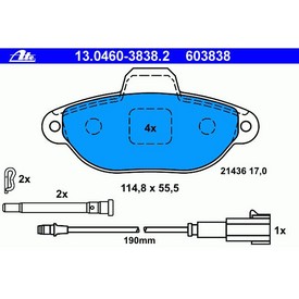 Set placute frana fata ATE 13.0460-3838.2