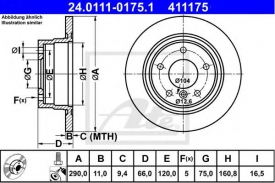 Set 2 discuri frana spate ATE 24.0111-0175.1