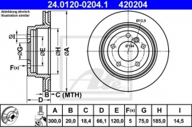 Set 2 discuri frana spate ATE 24.0120-0204.1