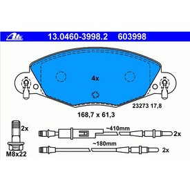 Set placute frana fata ATE 13.0460-3998.2