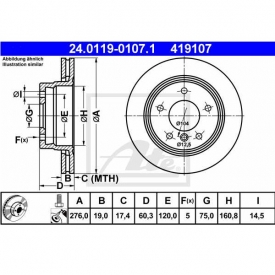 Set 2 discuri frana spate ATE 24.0119-0107.1