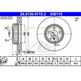 Disc frana stanga fata ATE 24.0136-0115.2