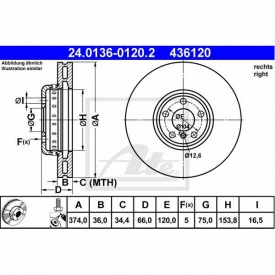 Disc frana dreapta fata ATE 24.0136-0120.2