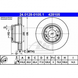 Set 2 discuri frana fata ATE 24.0128-0105.1