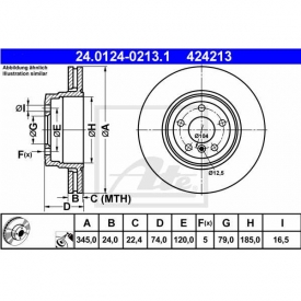 Set 2 discuri frana spate ATE 24.0124-0213.1