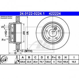 Set 2 discuri frana spate ATE 24.0122-0224.1