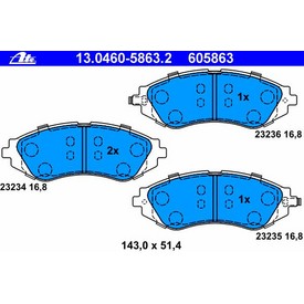 Set placute frana fata ATE 13.0460-5863.2