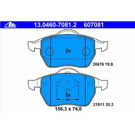 Set placute frana fata ATE 13.0460-7081.2