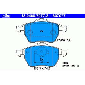 Set placute frana fata ATE 13.0460-7077.2