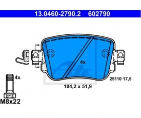 Set placute frana spate ATE 13.0460-2790.2