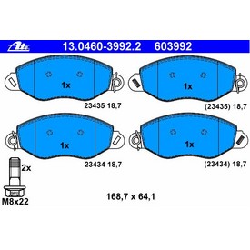 Set placute frana fata ATE 13.0460-3992.2