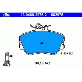 Set placute frana fata ATE 13.0460-2975.2